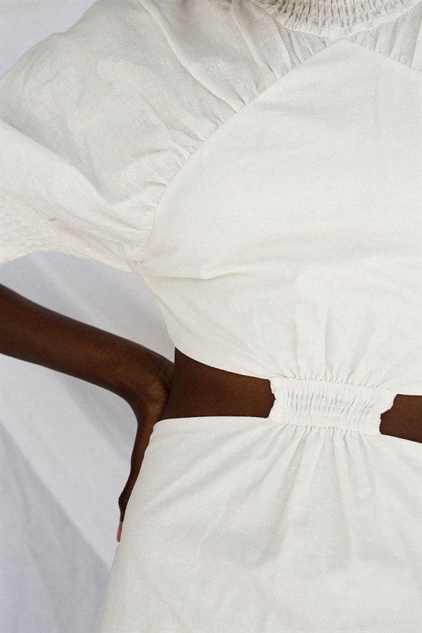 Exquisite Off-White Natural Linen Blend Peta Dress for Special Events