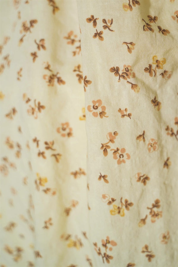 Yellow Floral Print Lightweight Raw Cotton Blend Women's Ales Dress
