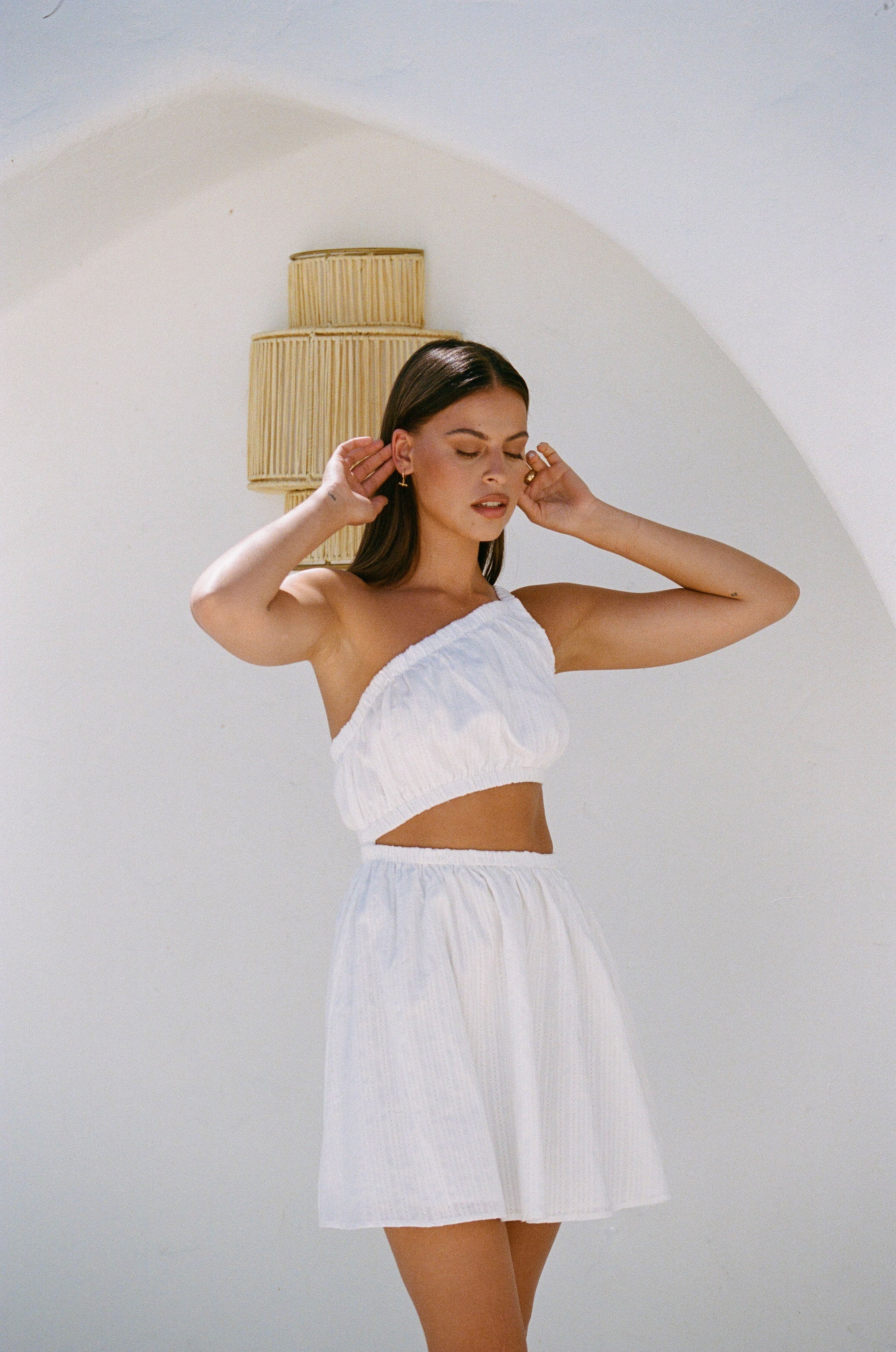 White Women's Sample Nadiya Dress Inspired by Rome Style