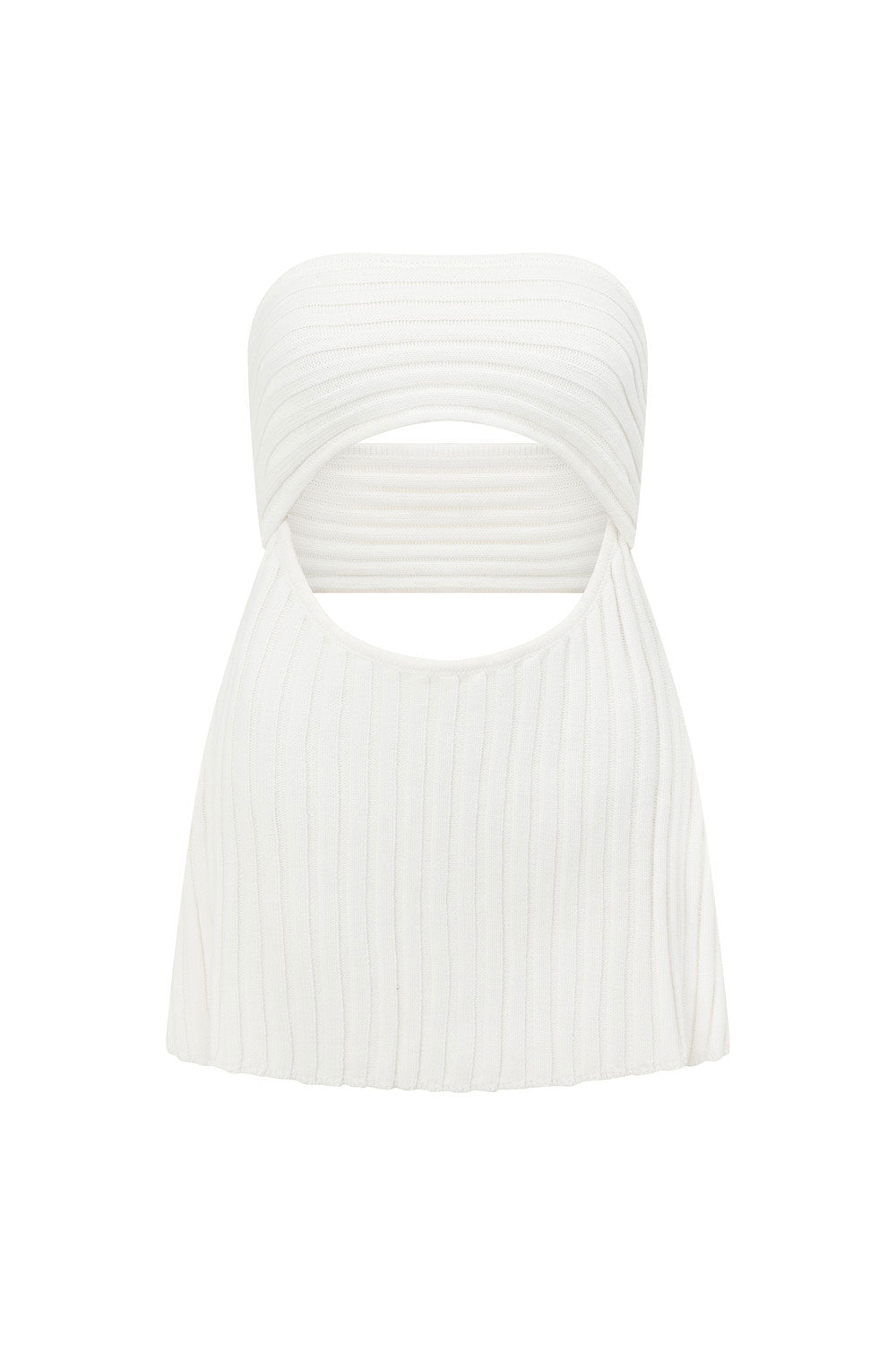 Exclusive White Natural Ribbed Knit Strapless Stevie Top