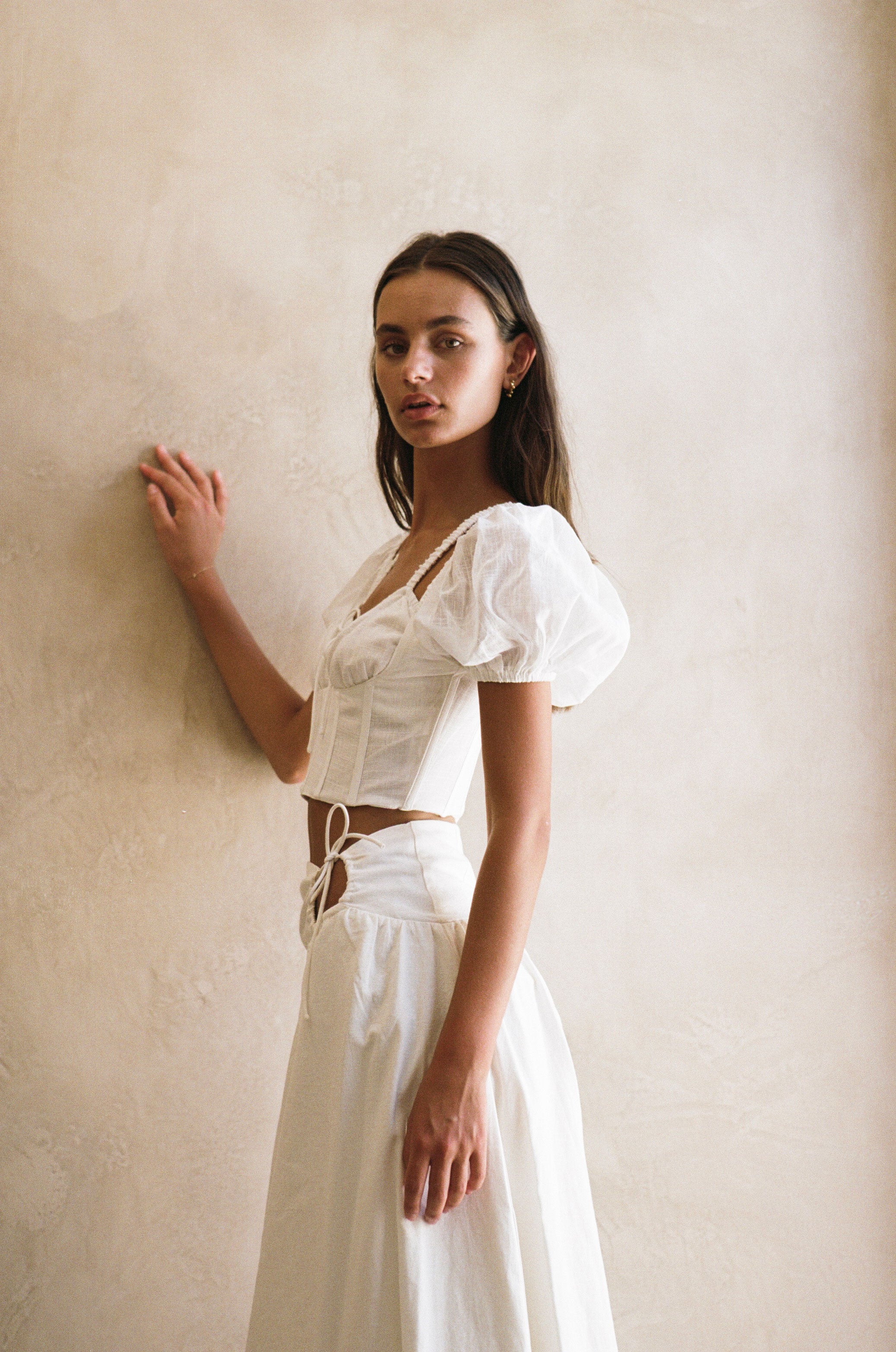 Sabo's Exclusive White High - Quality Cotton Marsela Corset Top