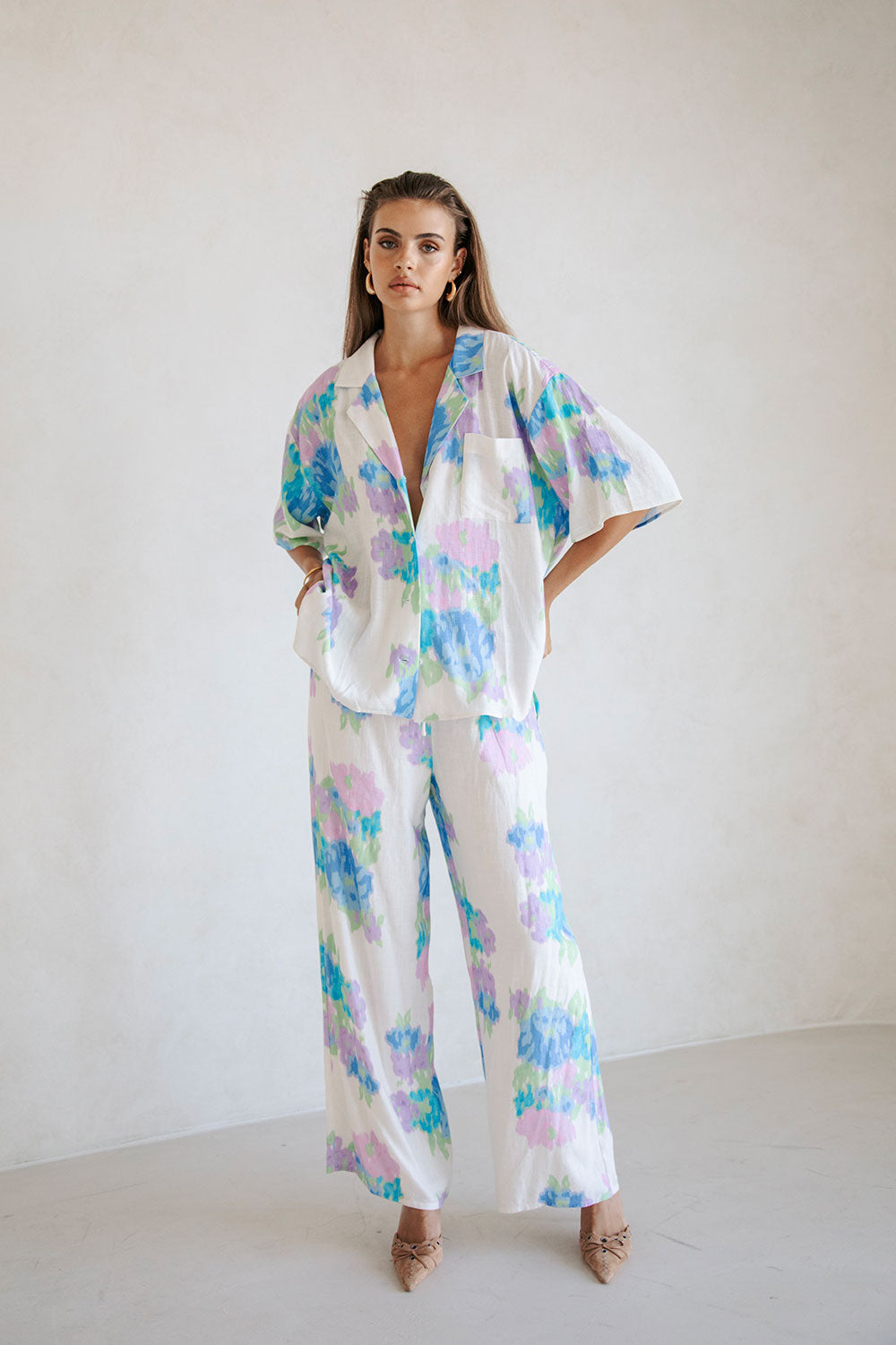 Sample Immi Women's Casual Pants with Cascade Floral Pattern