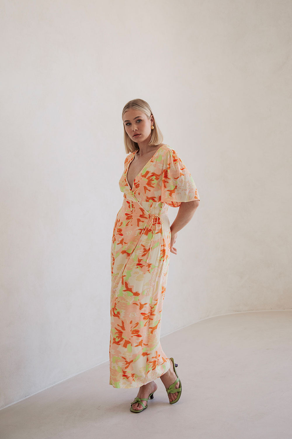 Aquitaine Women's Wrap Dress with Exclusive Motion Floral Pattern