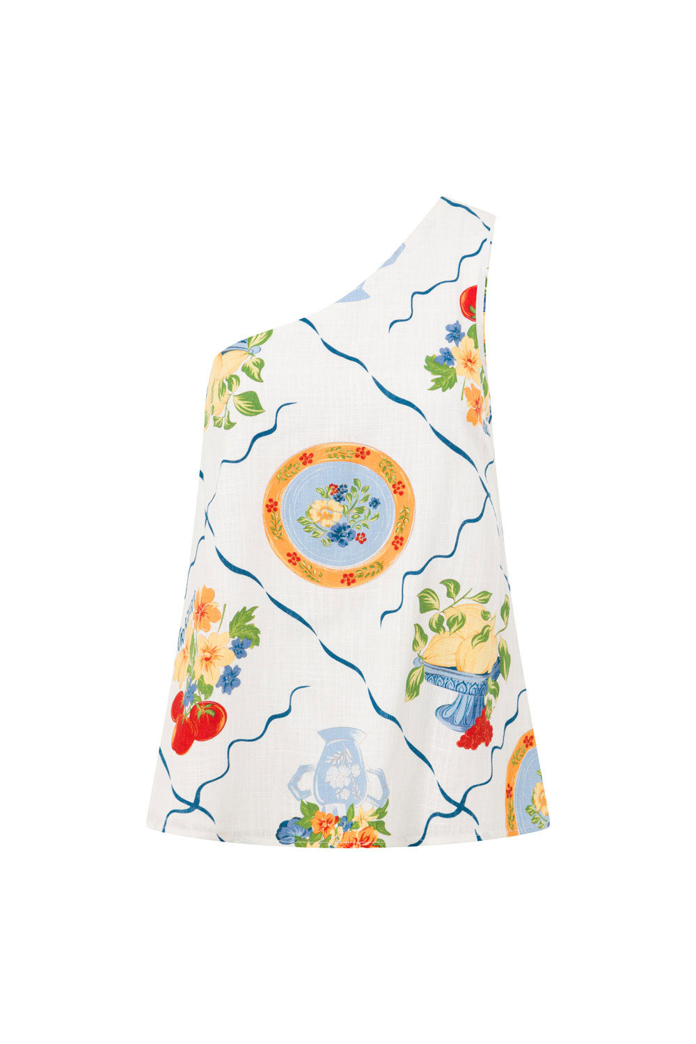 Exclusive Sabo - Designed Giuliana One - Shoulder Relaxed Trattoria Print Top