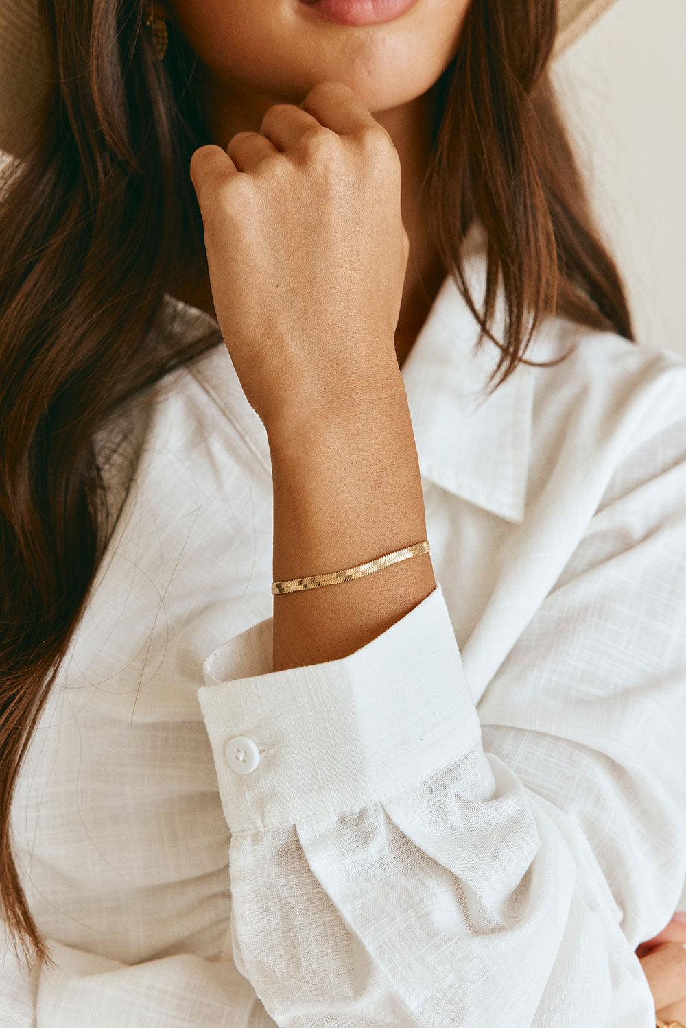 Stylish Gold-Toned Klara Herringbone Bracelet for Fashionable Accessorizing