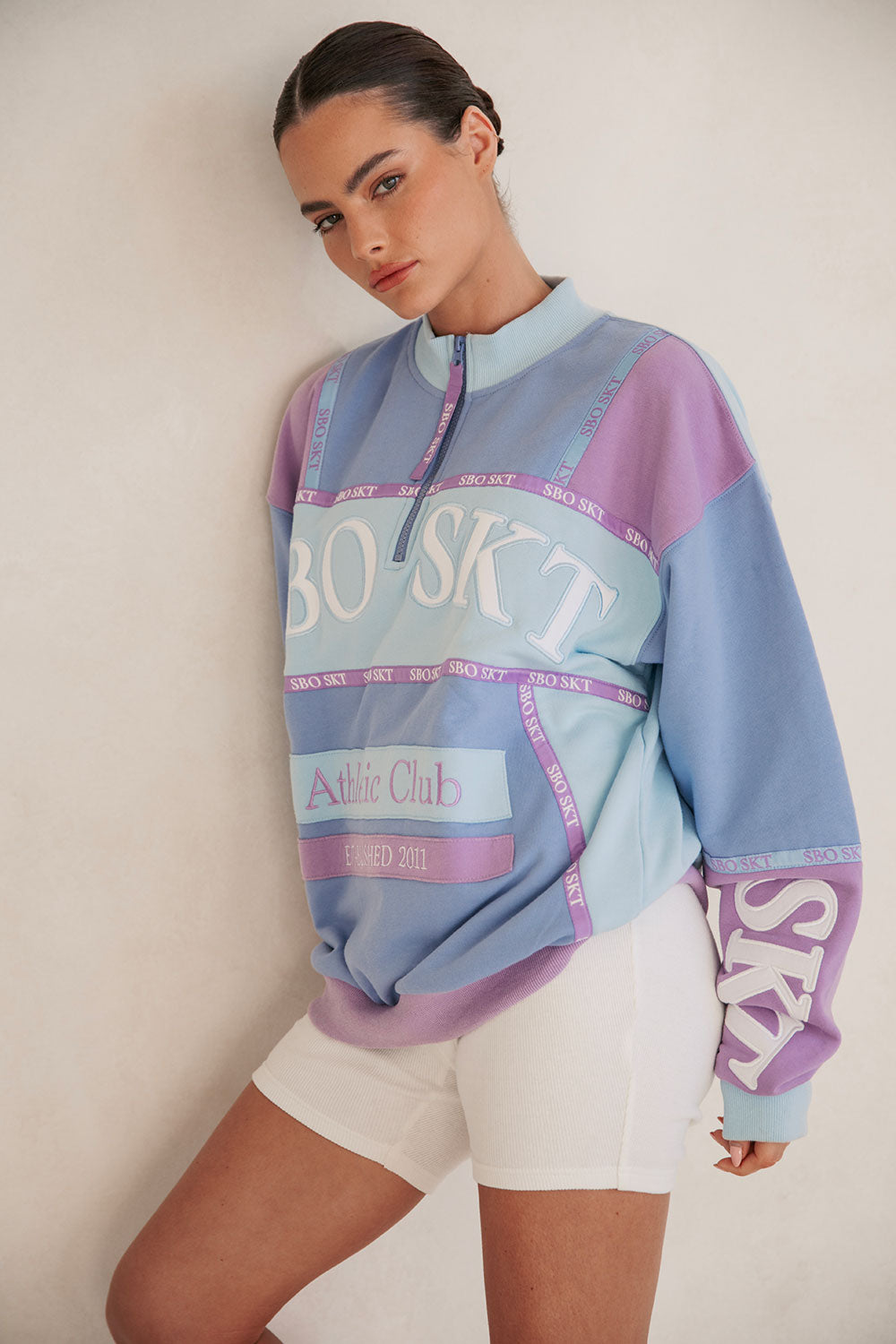 Purple and Blue Terry Buenos Sweater with Unique Details
