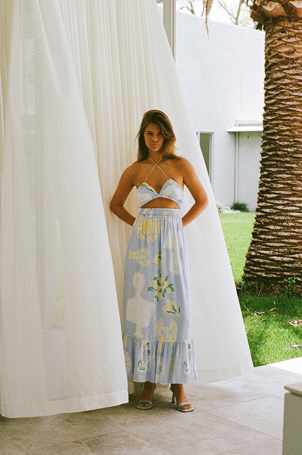 Exclusive Ciao Blue Ellsley Lightweight Viscose Crepe Dress