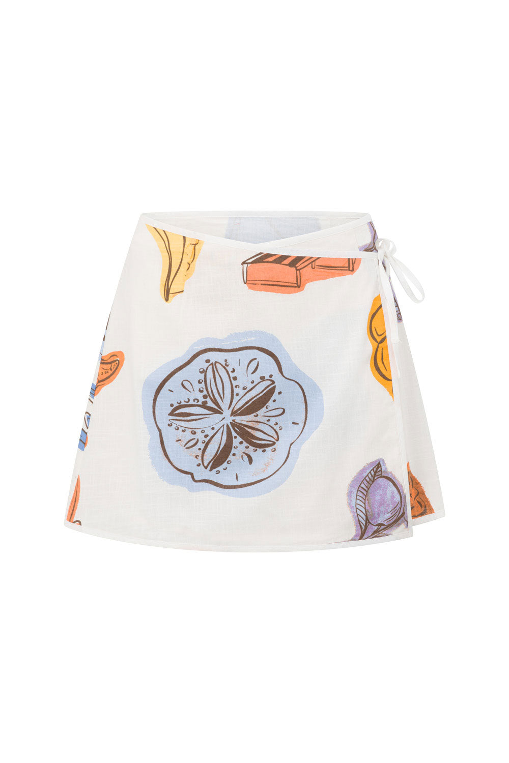 Avery Wrap Skirt with Exclusive By The Sea Print, High - Waisted Mini Style