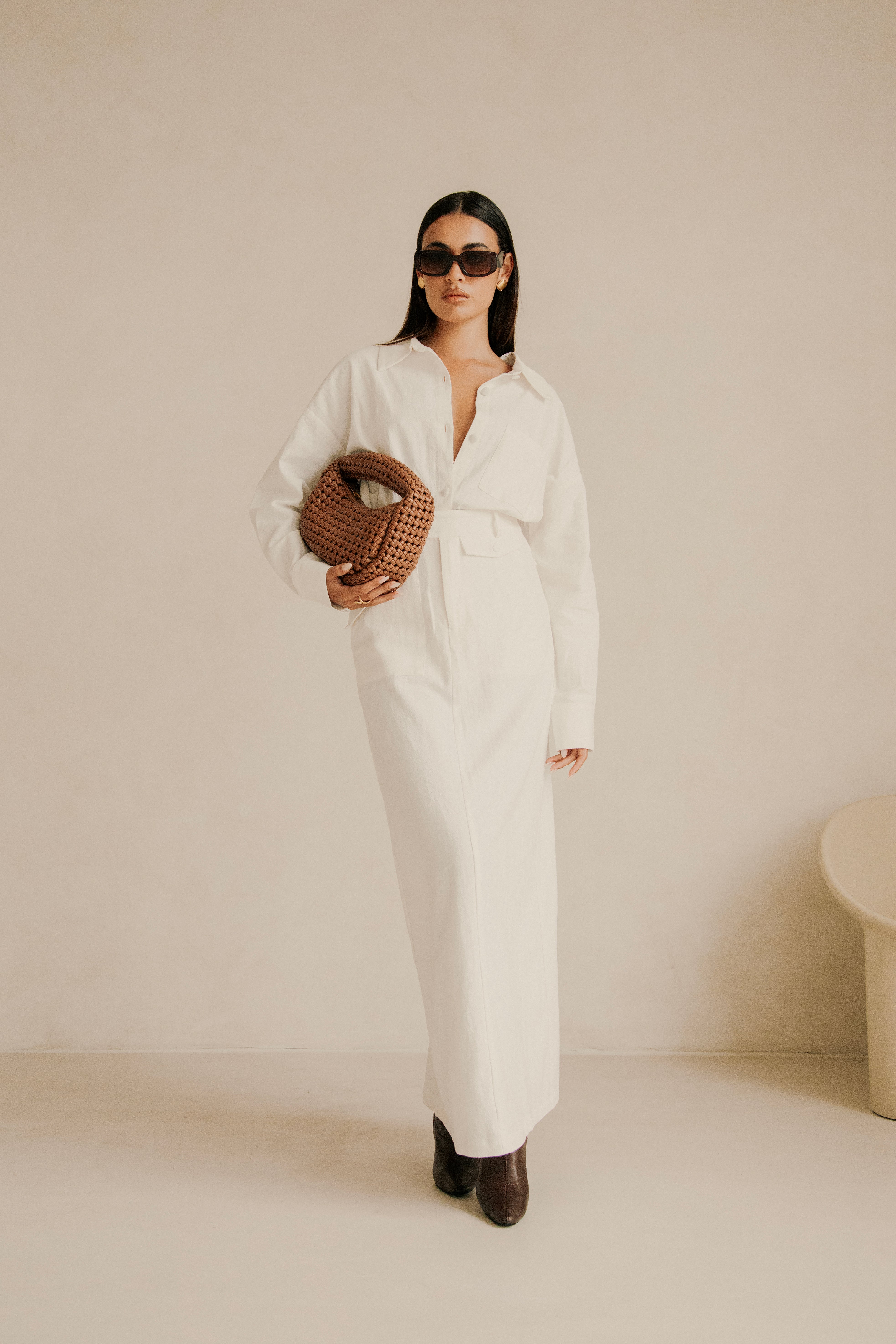 Sabo-Designed White Mahli Maxi Skirt for Trans - Seasonal Styling