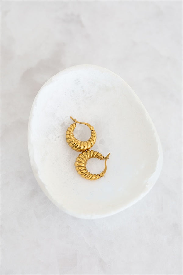 Blake Gold-Toned Mini Hoop Rope Design Earrings - Ideal for Stacking