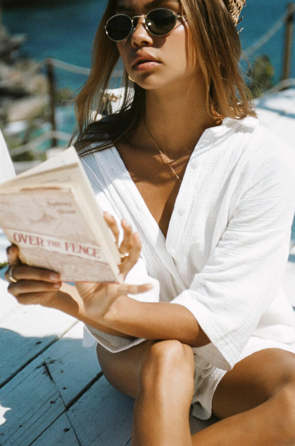Sabo Skirt Off-White Soft Textured Cotton Relaxed Kase Top