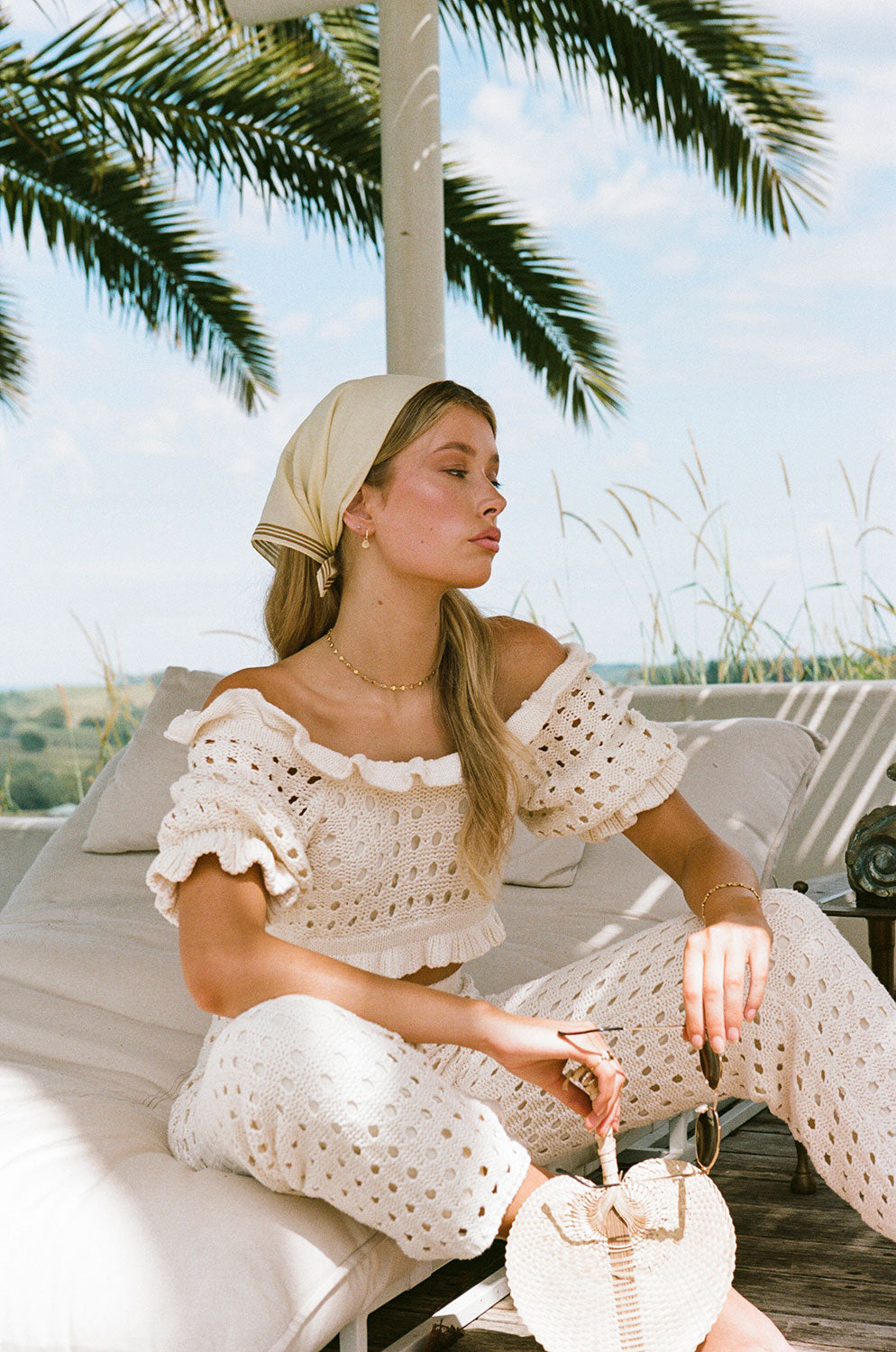 Luxurious Cream Kaylin Off - Shoulder Cotton Knit Top
