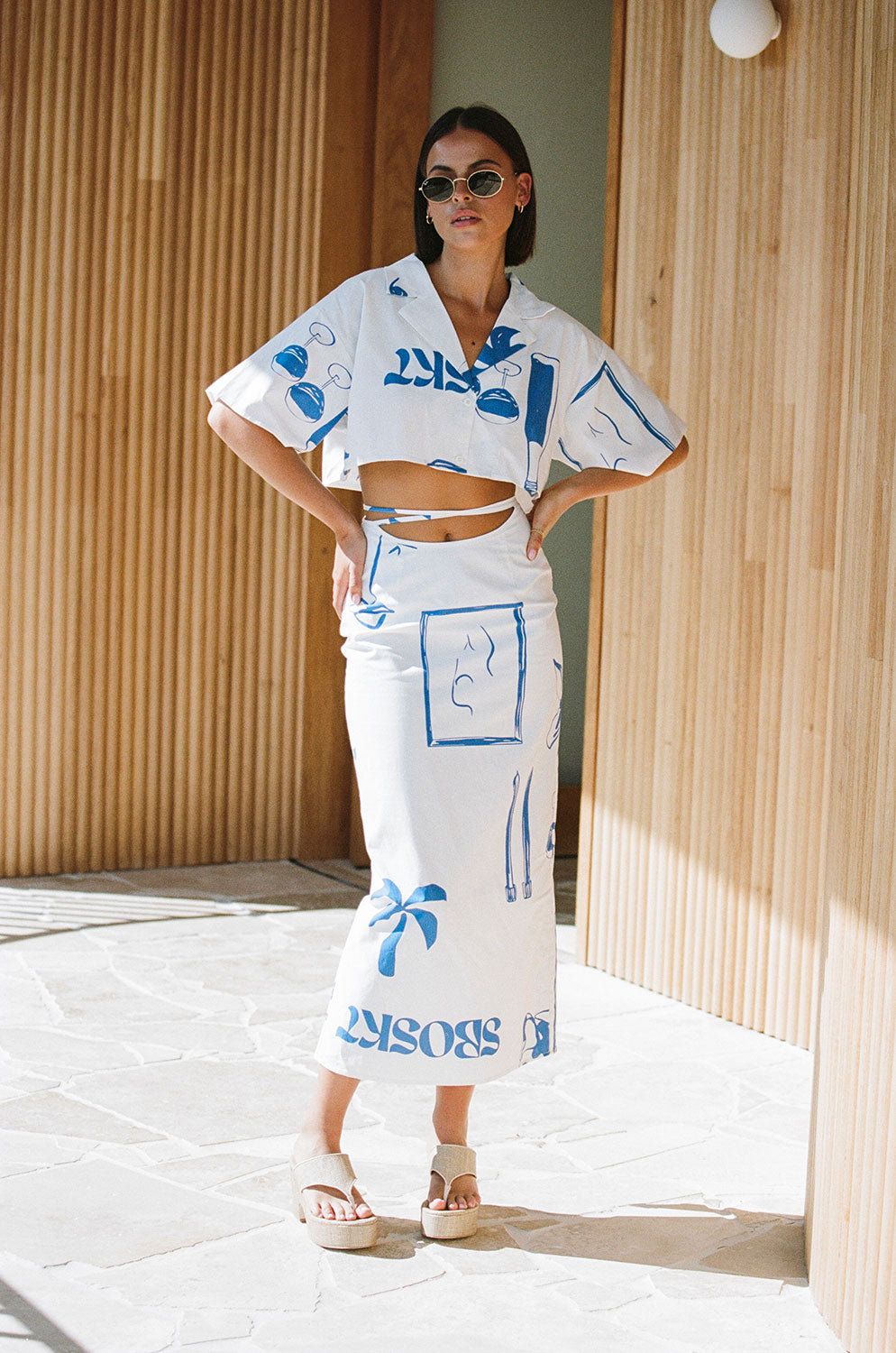 High - Quality Grenada Cotton Midi Skirt with Exclusive Print