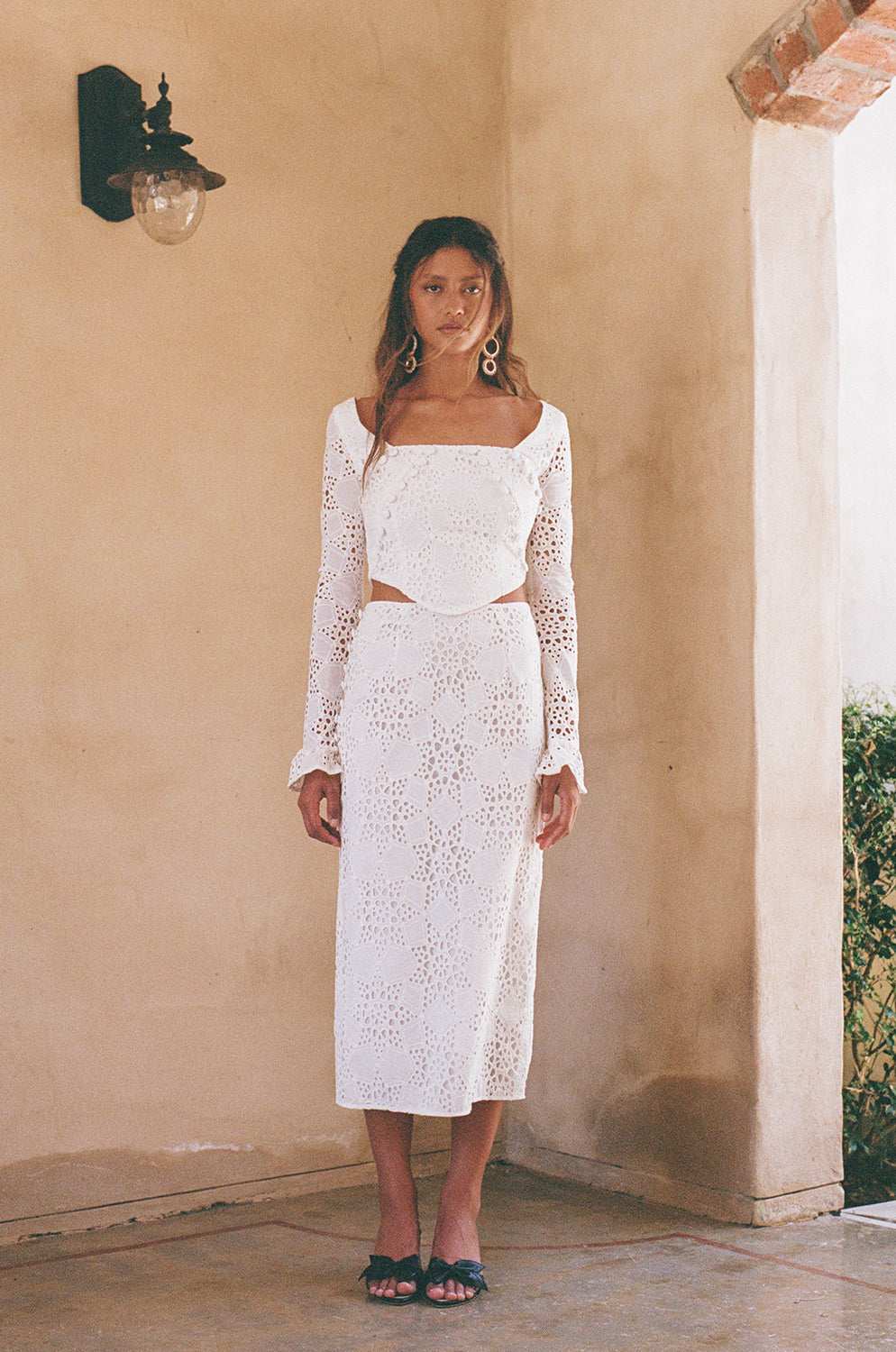 High - Quality Cotton Broderie Tamzyn Midi Skirt by Sabo