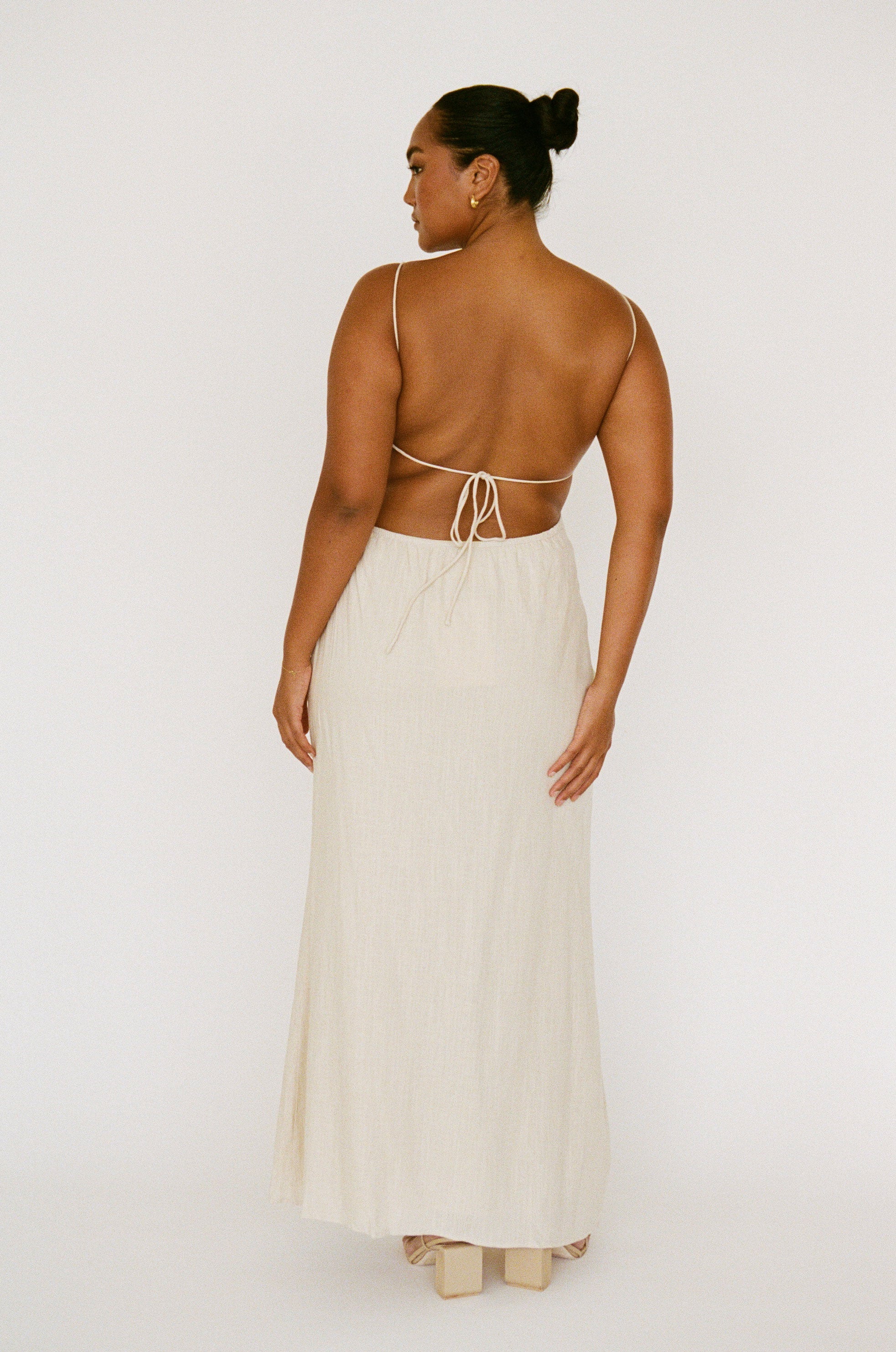 Stylish Cream-Hued Natural Cotton Hope Women's Dress