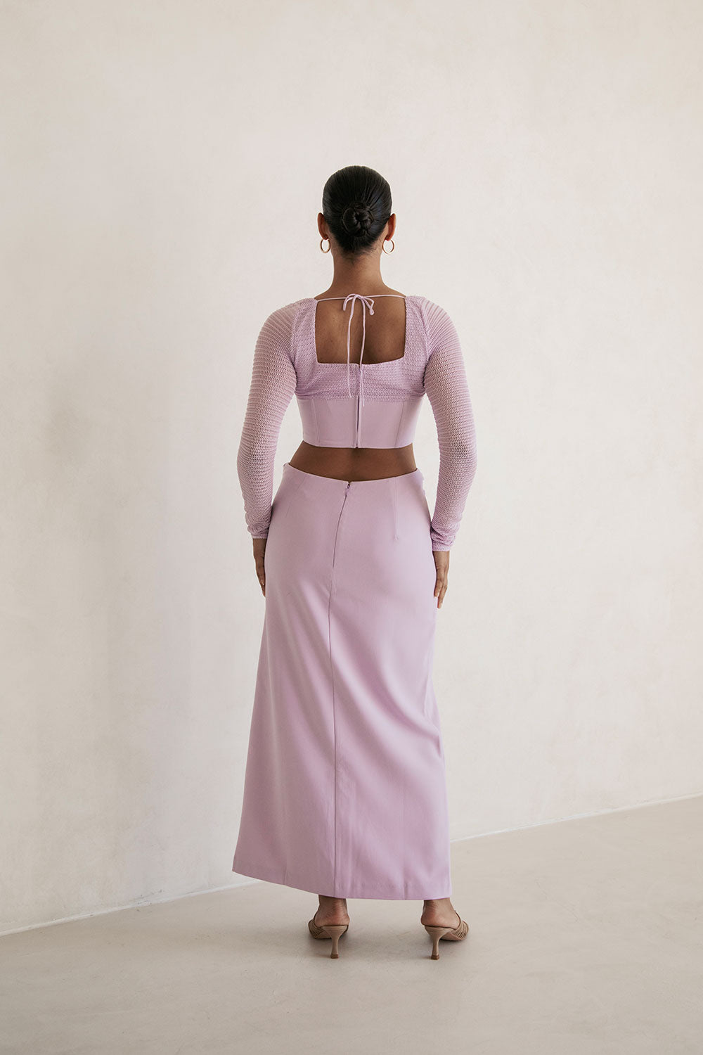 Stylish Lavender Vedrana Midi Skirt with Twist Detail