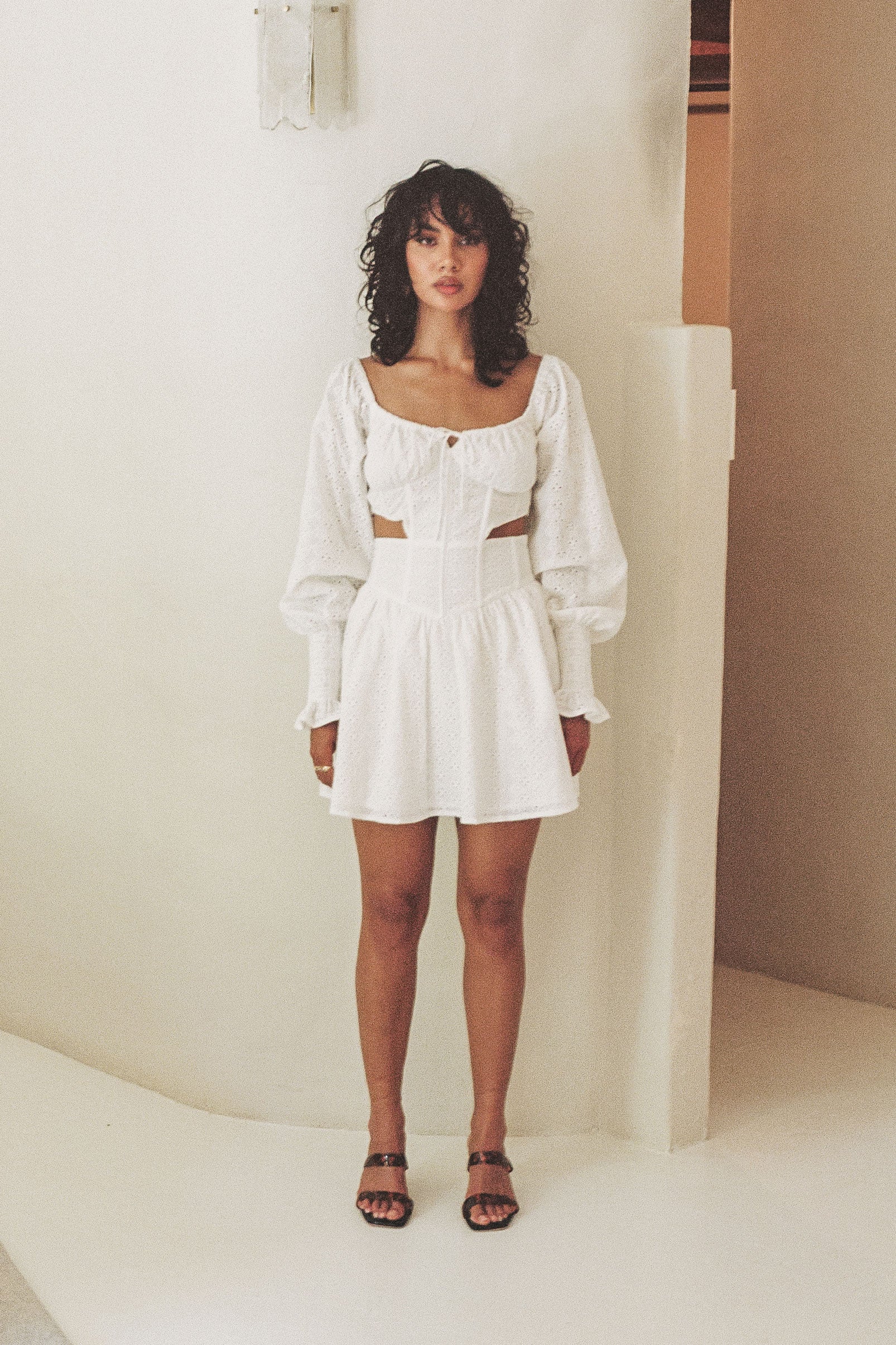 Exquisite White SABO LUXE Aliah Broiderie Dress for Special Events