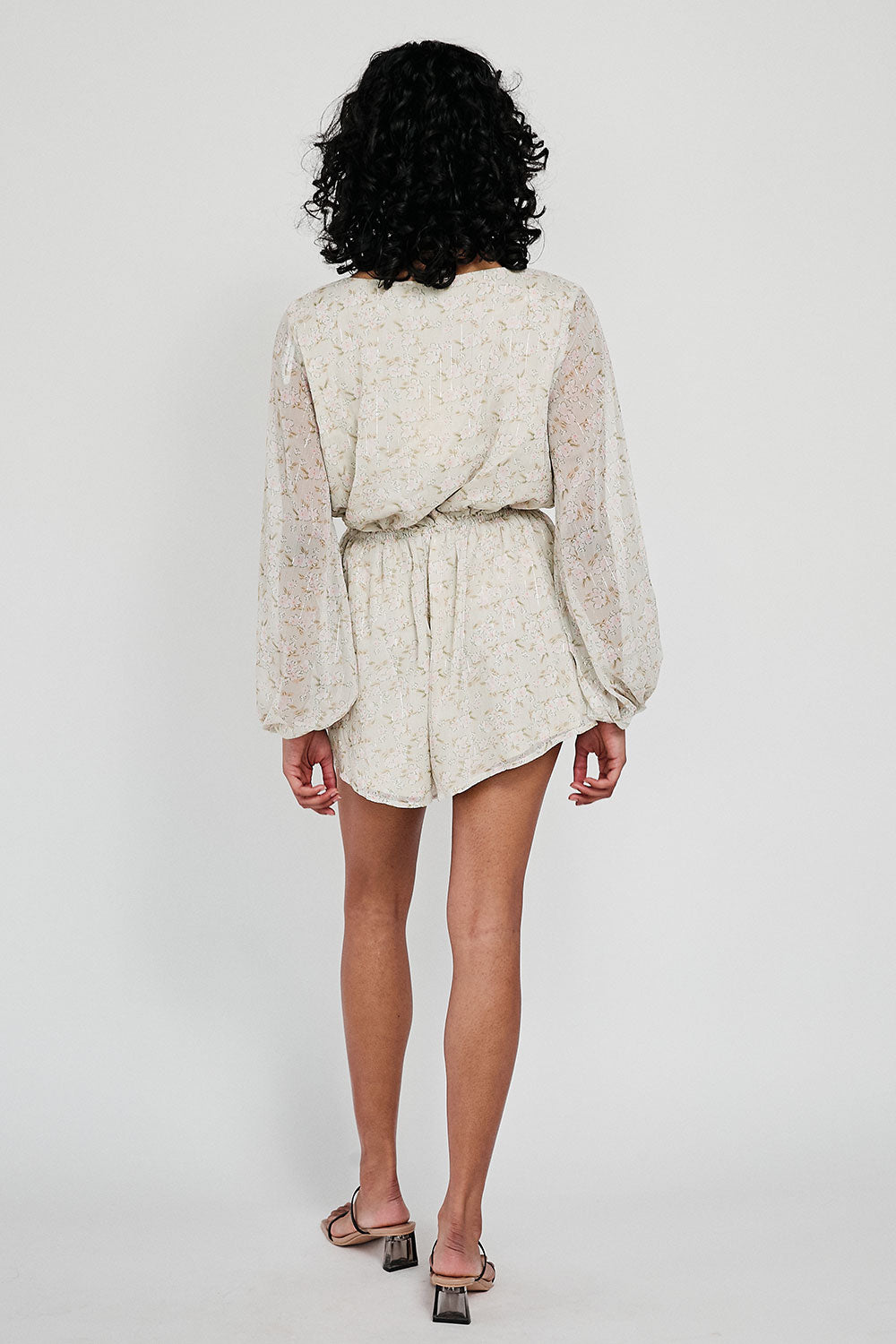Lightweight Cream Floral Dharma Playsuit with Hibiscus Print