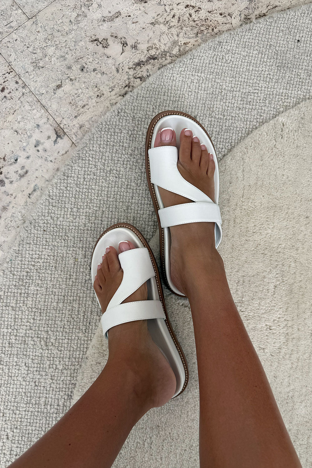 Stylish White Vegan Leather Summer Kia Sandals by Sabo