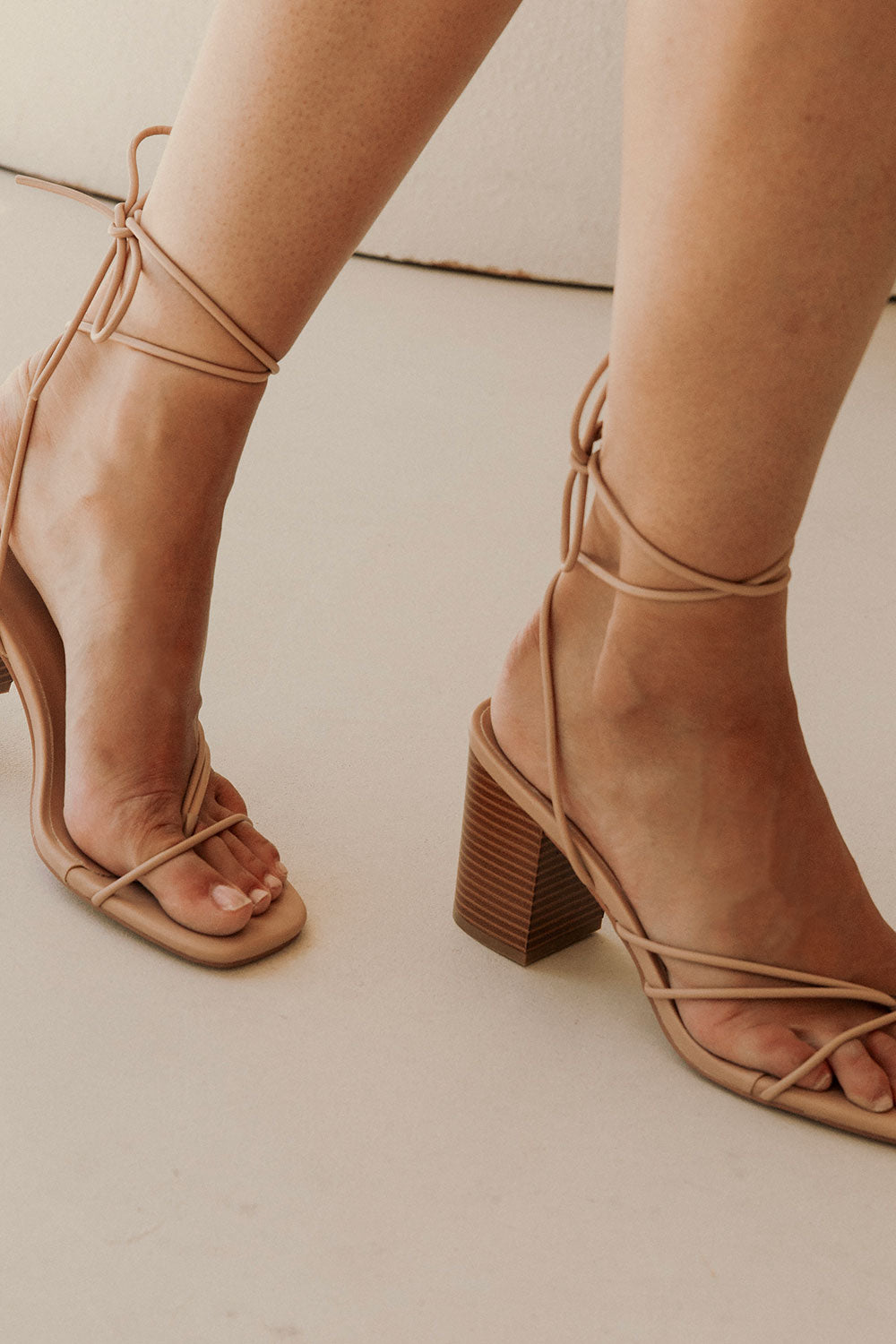 Tan Zita Strappy Open - Toe Women's High - Heel Shoes