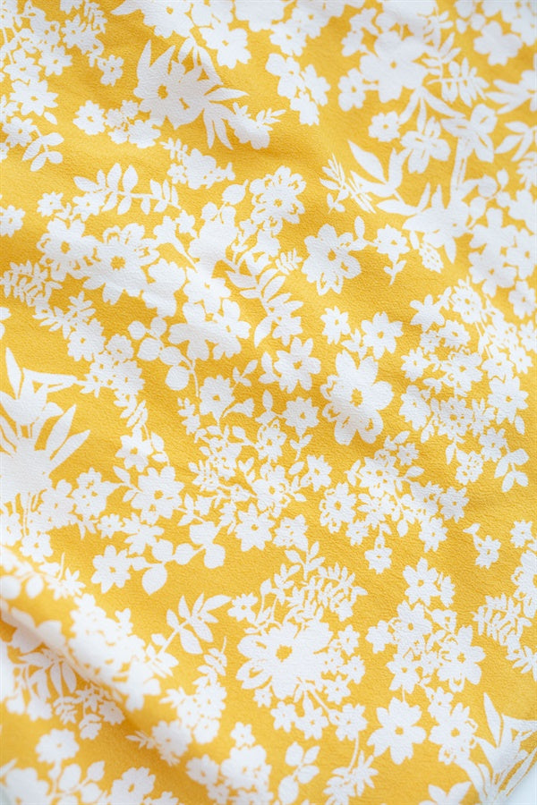 Tuscan-Inspired Women's Mustard Floral Print Tarryn Dress