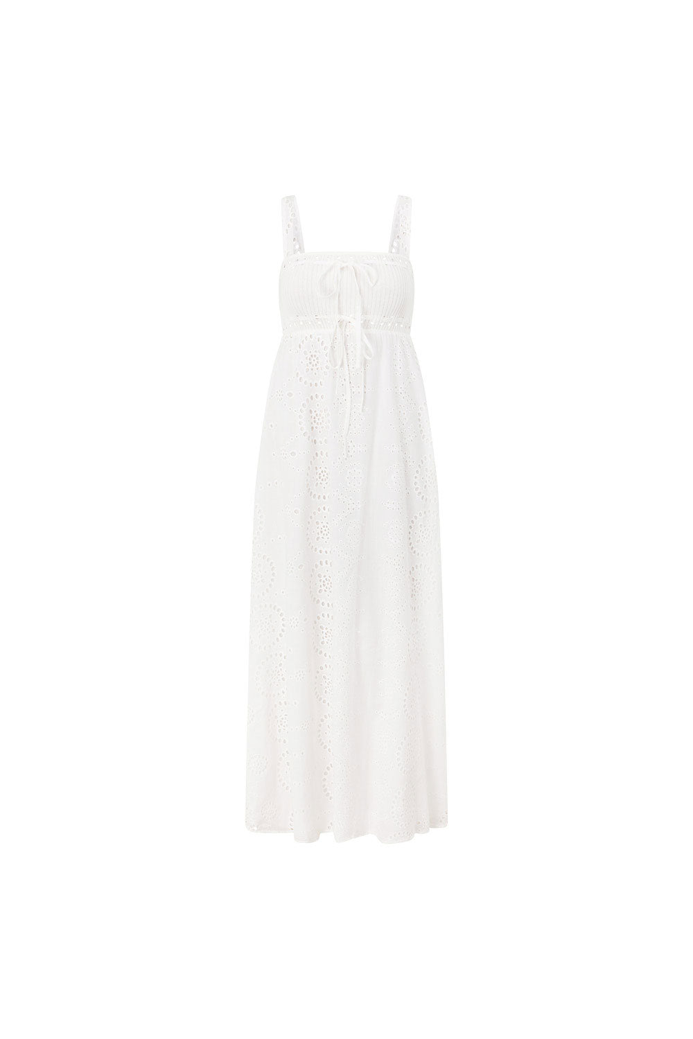 Feminine Vintage-Inspired White Cotton Gia Maxi Dress