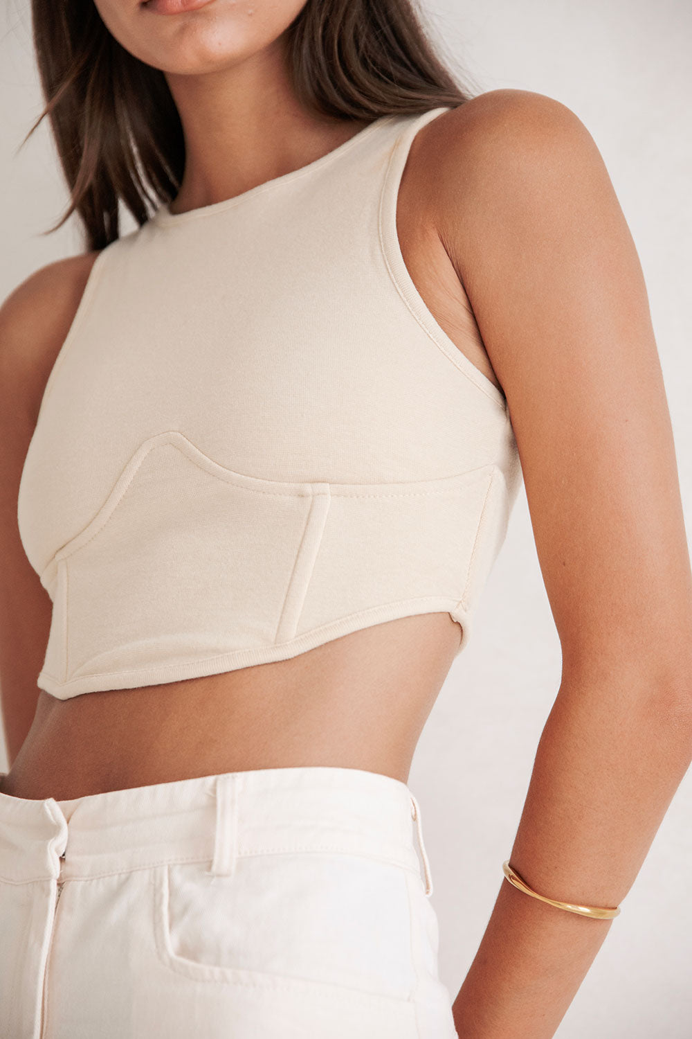 Adorable Beige Cotton Blend Alie Top for Stylish Outfits
