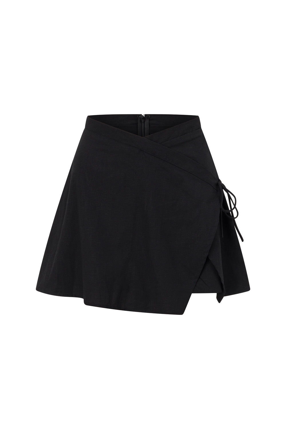 Stylish Black Rocio Wrap Skort in High - Quality Linen Cotton Blend