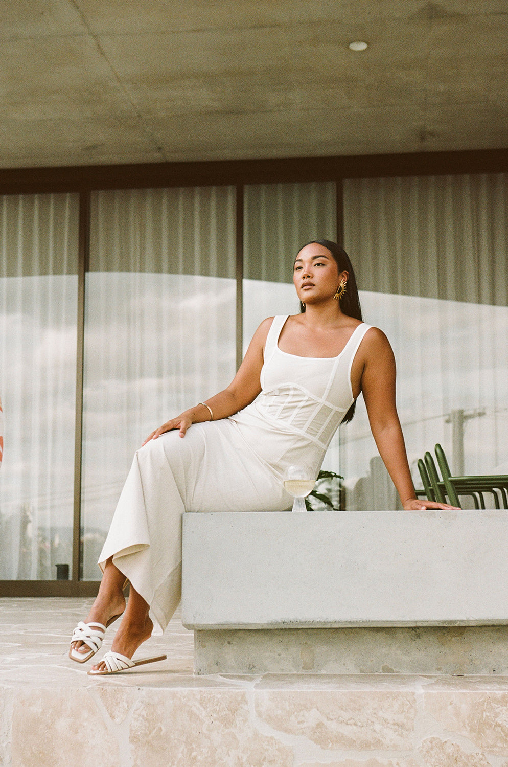 SAMPLE - Women's Ricardo Midi Dress in Stone Color