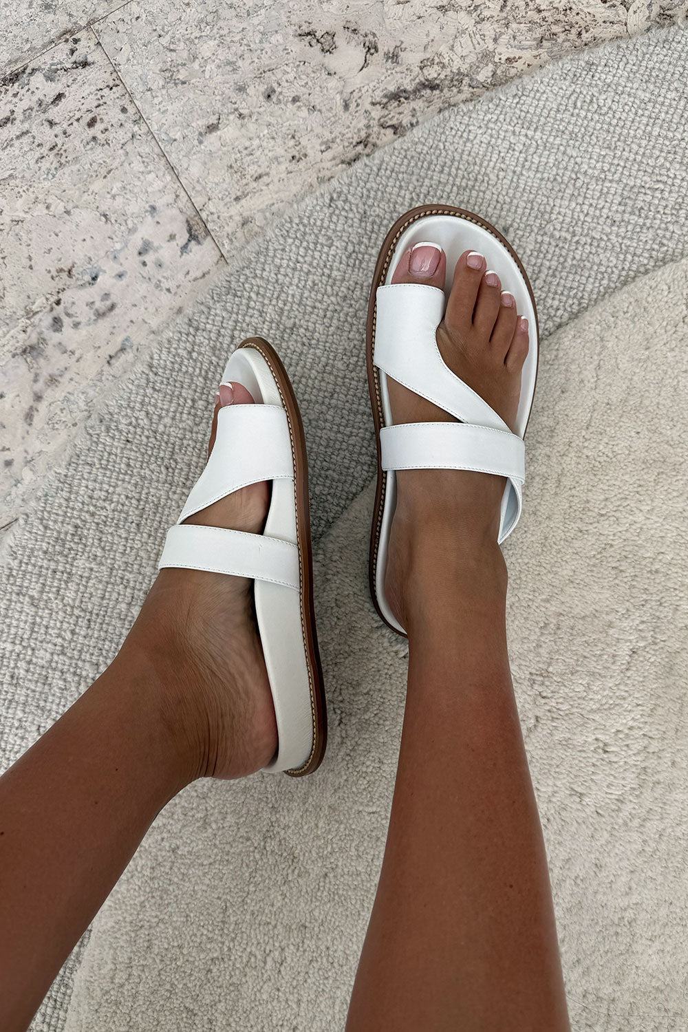 Stylish White Vegan Leather Summer Kia Sandals by Sabo