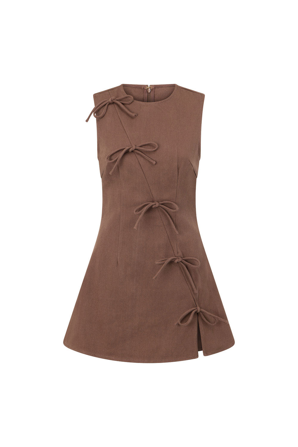 Feminine Chocolate - Colored Cotton Denim Kapri Dress for Chic Women