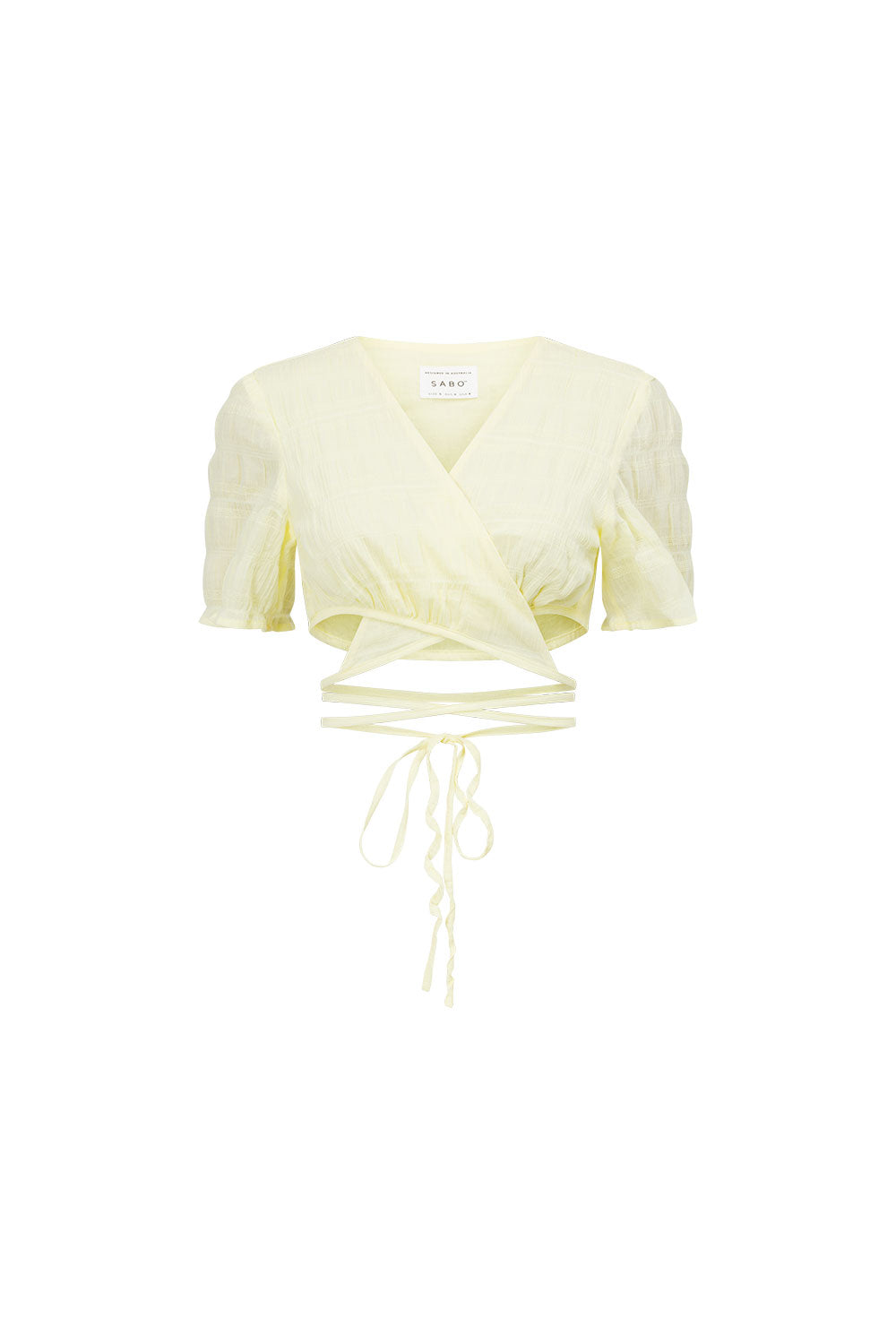 Sabo's Exclusive Soft Yellow Lightweight Cotton Blend Mattie Wrap Top