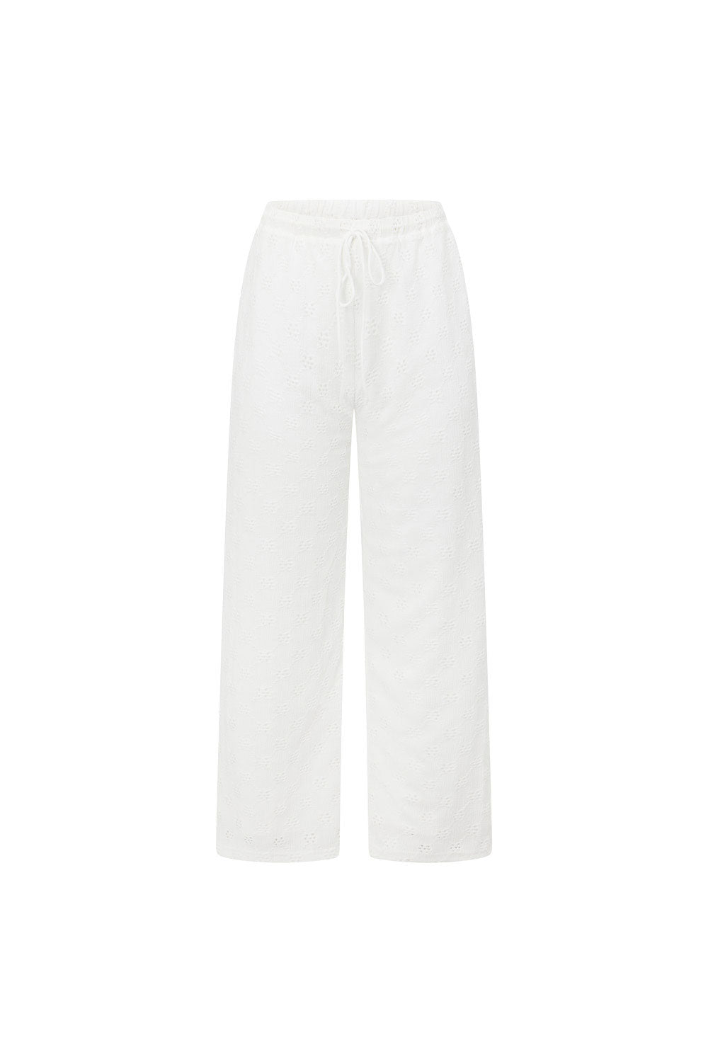 Unique White Ellira Pants with Yellow Elastic Waist