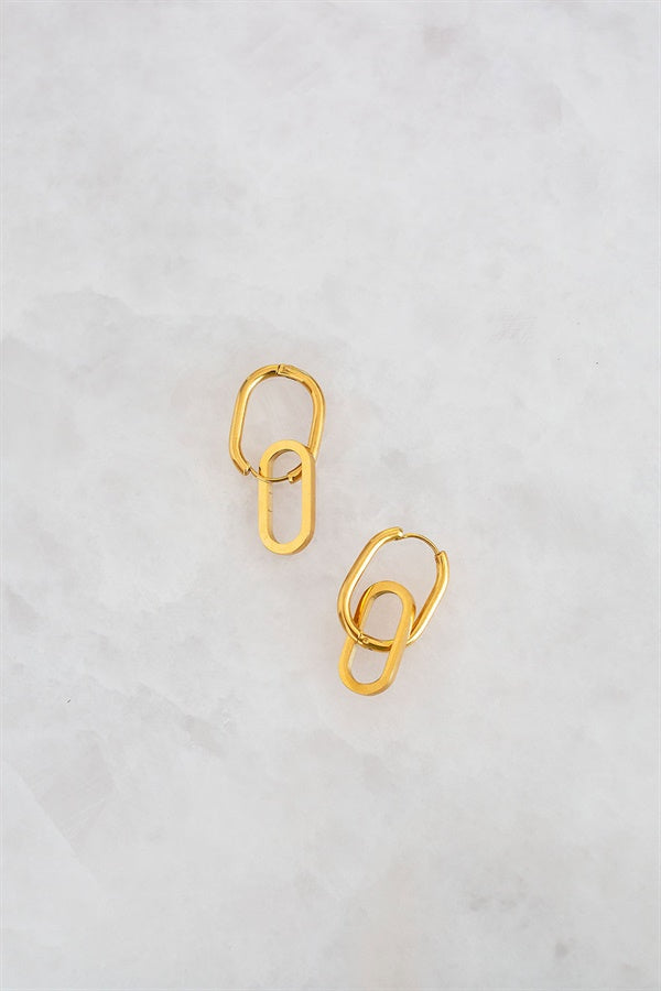 Stylish Gold-Toned Flat Twin Intertwined Oval Link Earrings