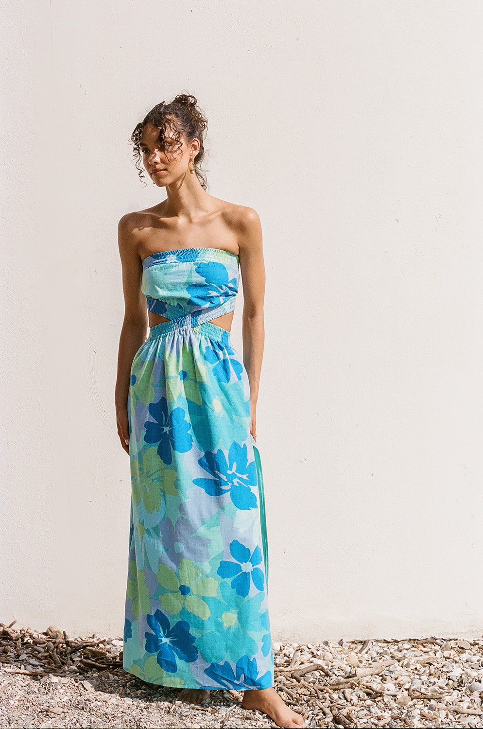 Stylish Holland Midi Women's Dress with Exclusive Bold River Floral Design