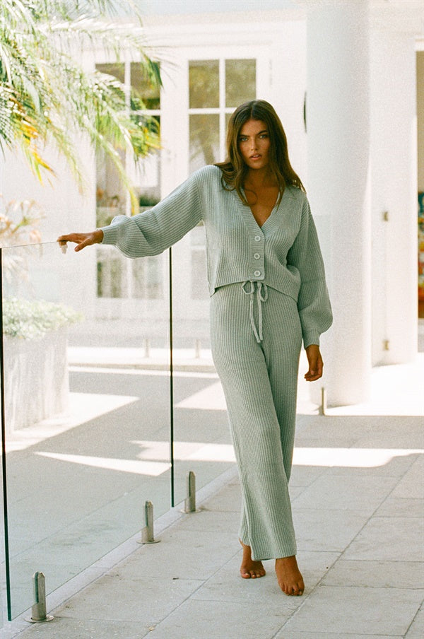 Sabo Exclusive Zenith Knitted Cardigan Top in Seafoam Color