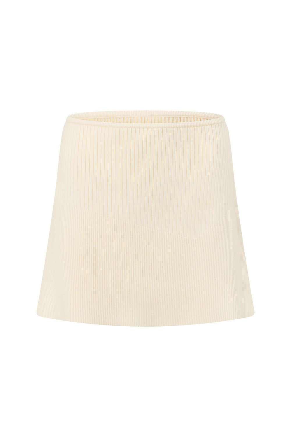 Elegant Cream-Hued Ellamay Knit Skirt with Contrast Rib Detail