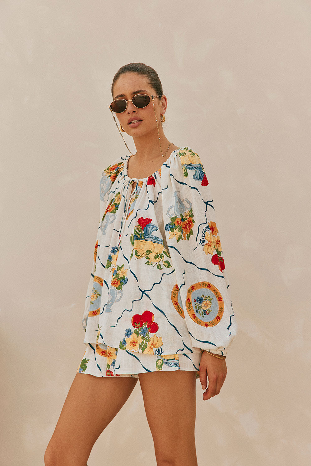 Exclusive Italian - Inspired Trattoria Print Amorina Women's Fashion Top