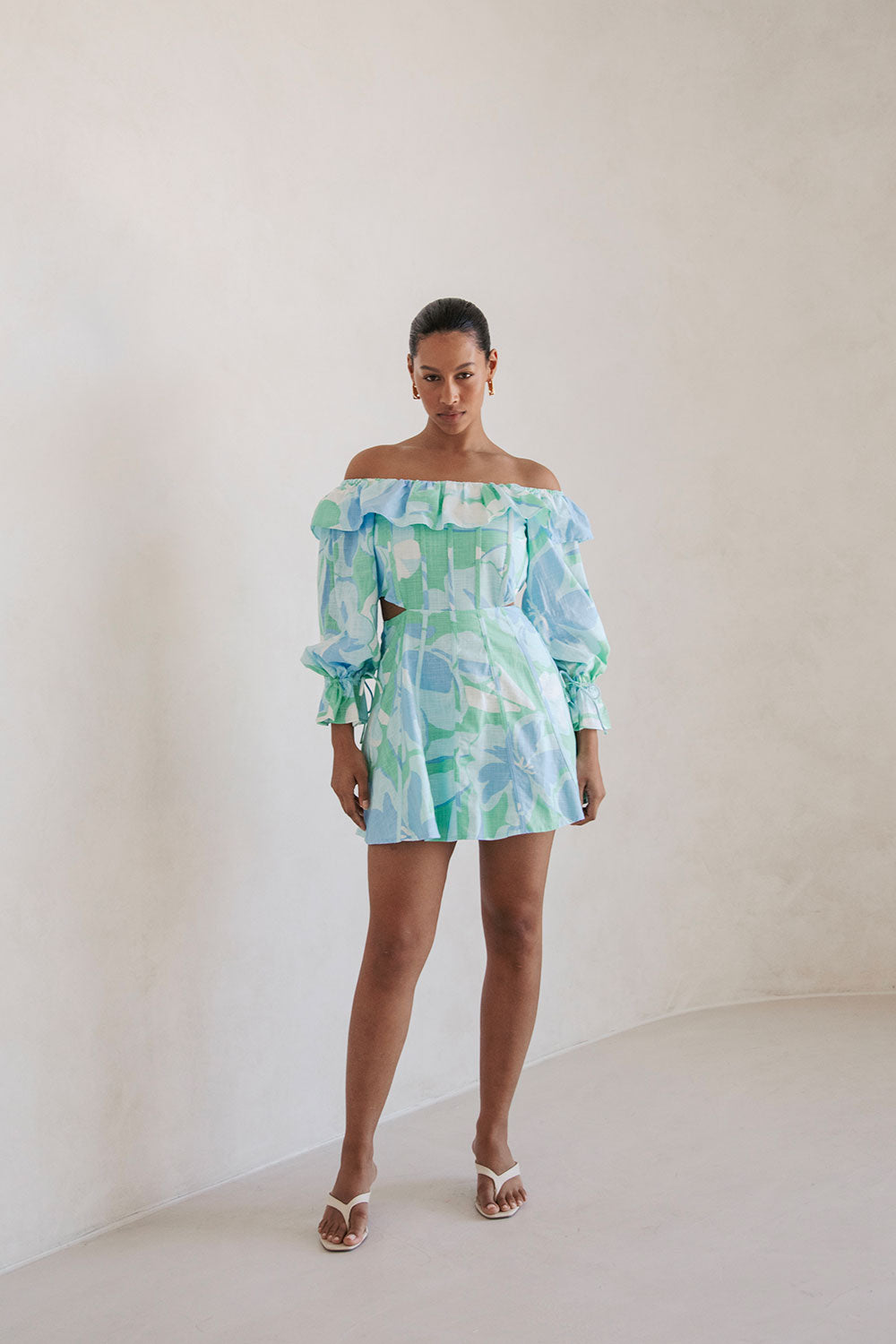 SABO LUXE Women's Backless Spring Petals Printed Elisha Dress for a Feminine Look