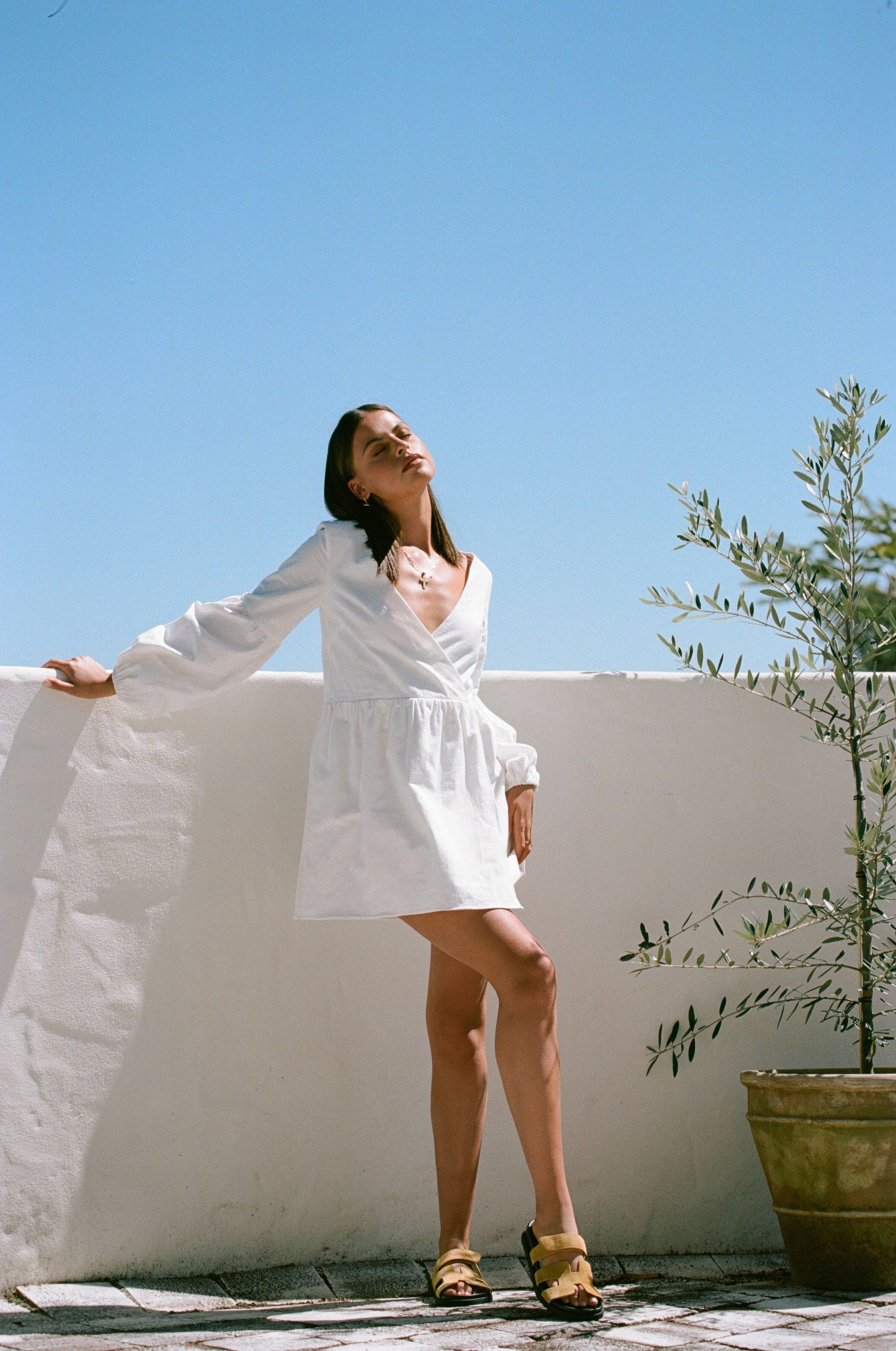 Fresh White Comfy and Cute Charlotte Dress with Puff Sleeves