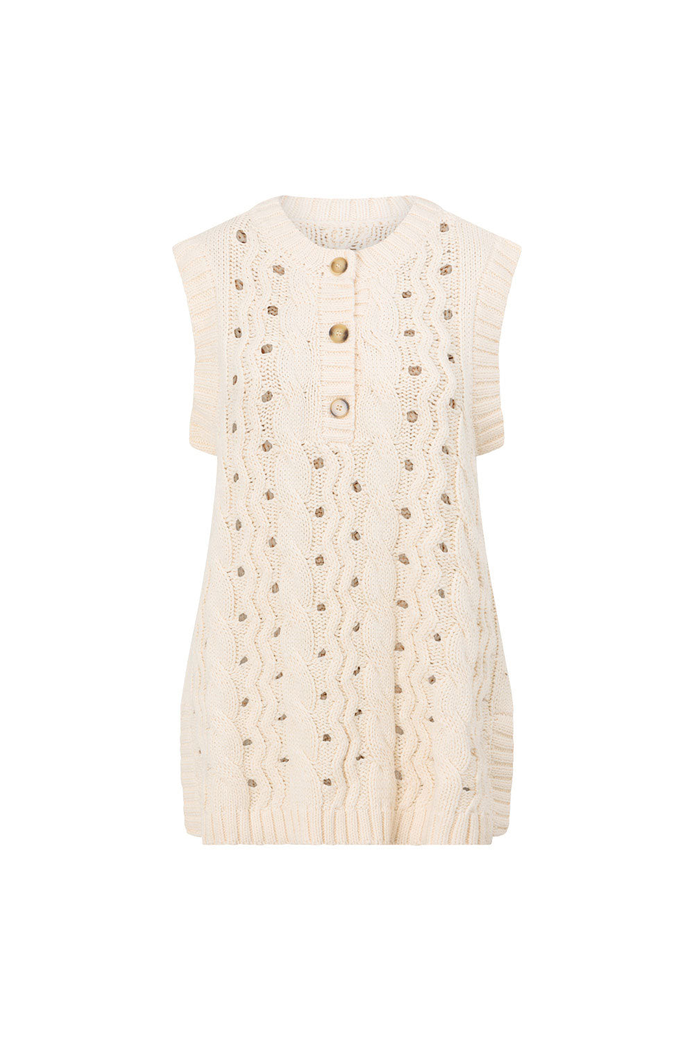 Exclusively Designed Cream-colored Boxy Jenna Top with Button Details