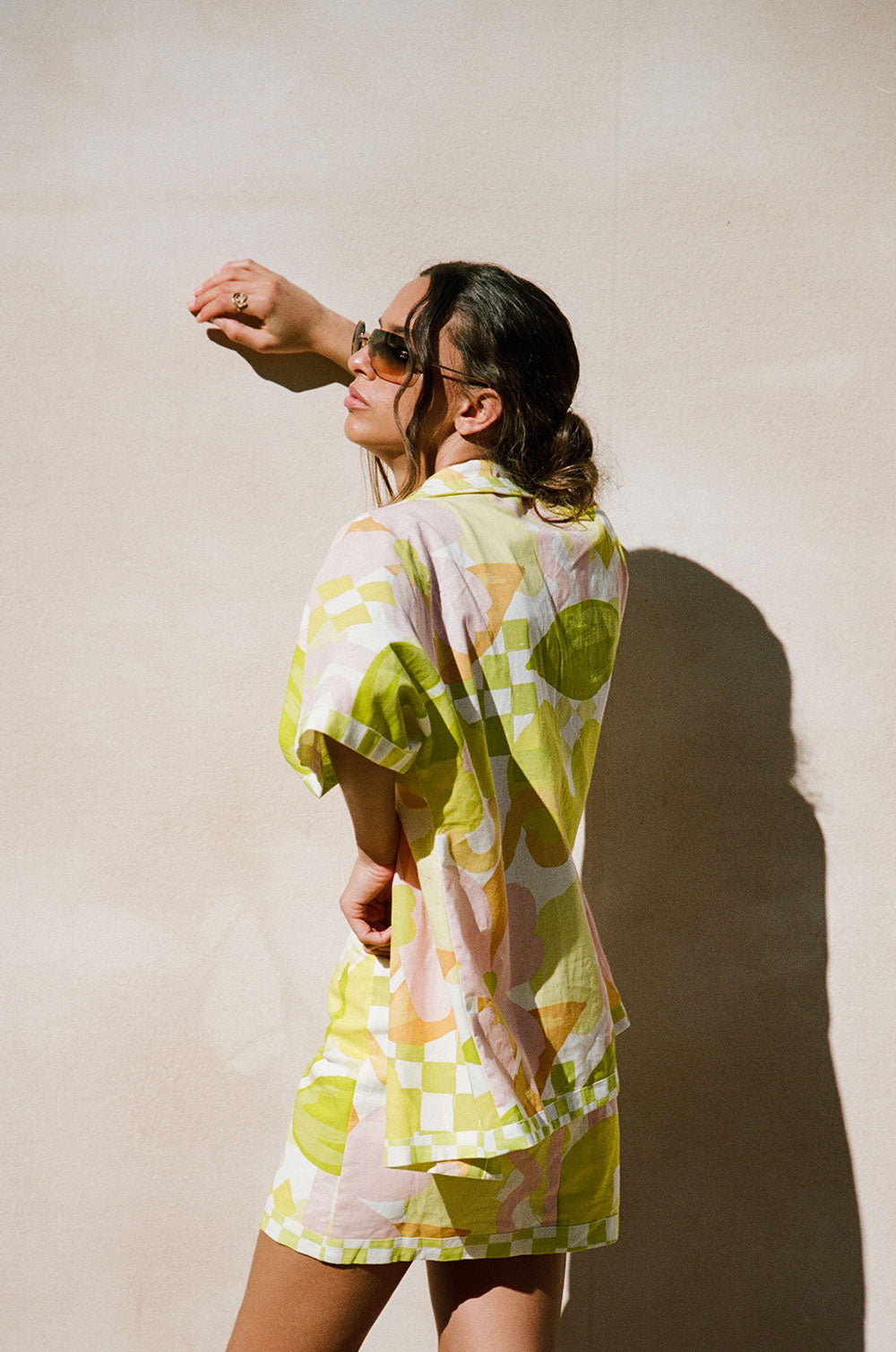 Elegant Elli Top with Checker Floral Design