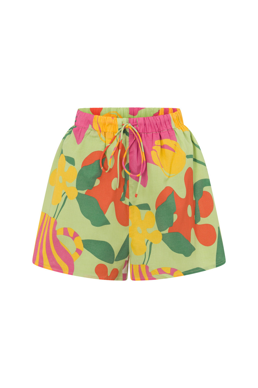 Exclusive Vaso Verde Print High - Waist Elastic Jetta Shorts