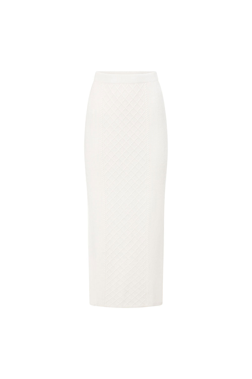 Women's Cable Knit Off-White Lotus Style High Waisted Skirt