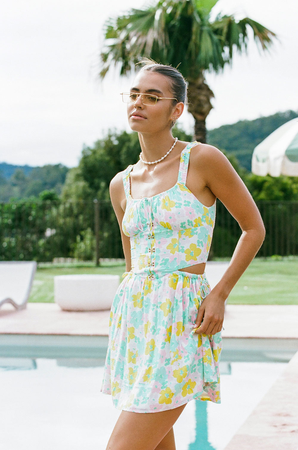 Spring Floral Viscose Linen Blend Women's Mase Dress