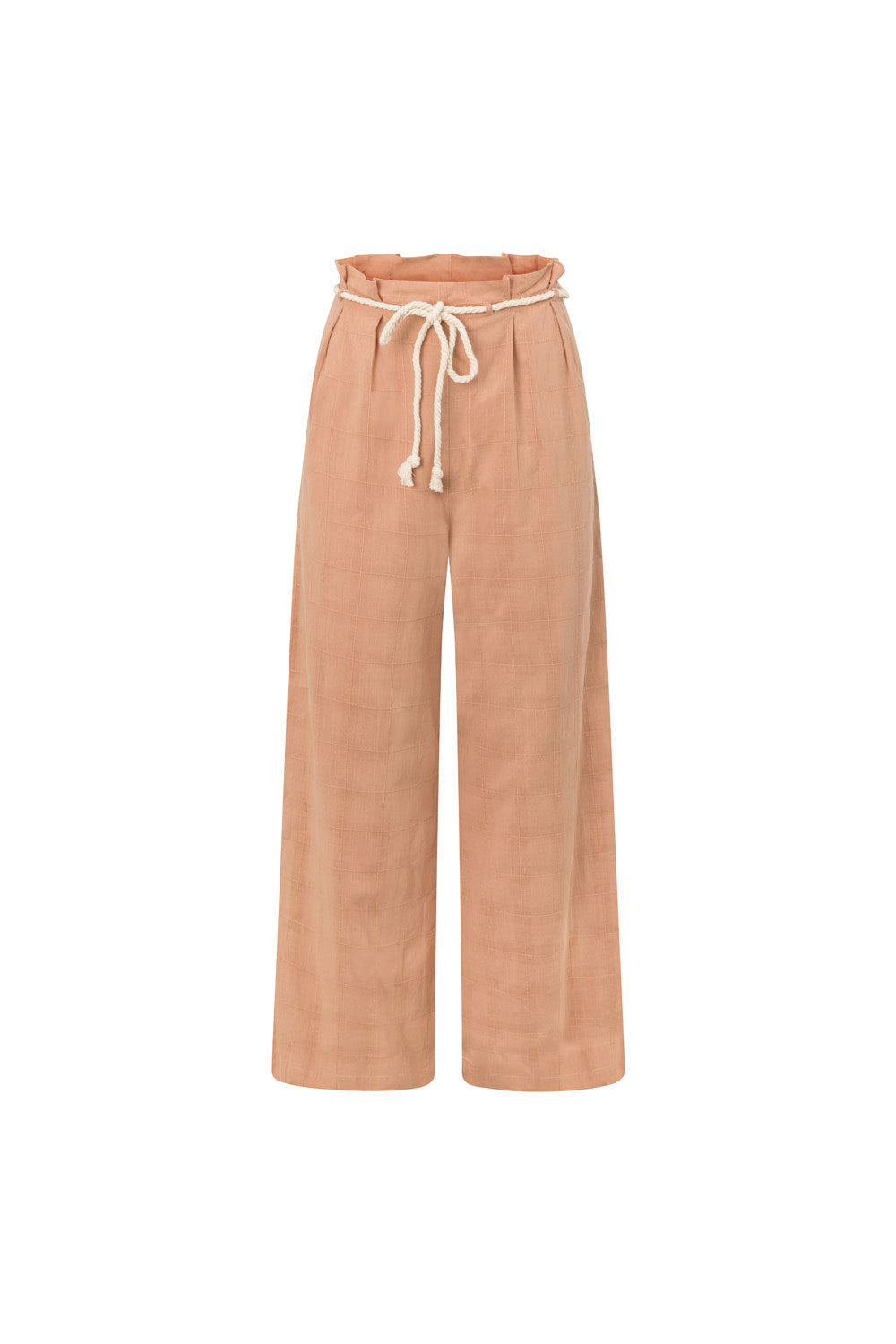 Vacation - Inspired Emmie High - Waisted Wide - Leg Cotton Pants in Dusty Rust