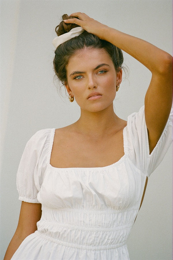 Elegant Women's White Yasmin Cotton Dress for Chic Look