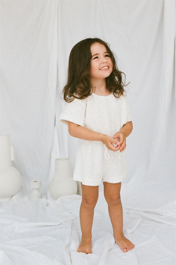 East Mini White Cloud-themed Soft Textured Playsuit for Playtime