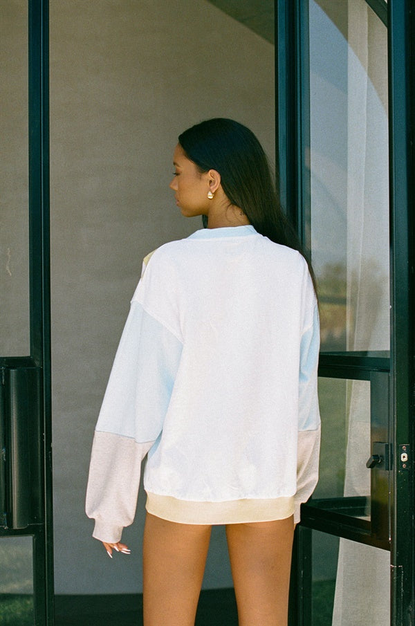 Stylish Aero Sweater in Blue, White and Yellow Natural Cotton