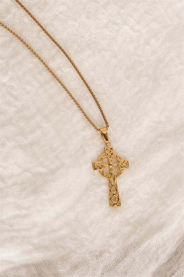 Stunning Gold - Toned Radiant Cross Necklace for Fashionable Outfits